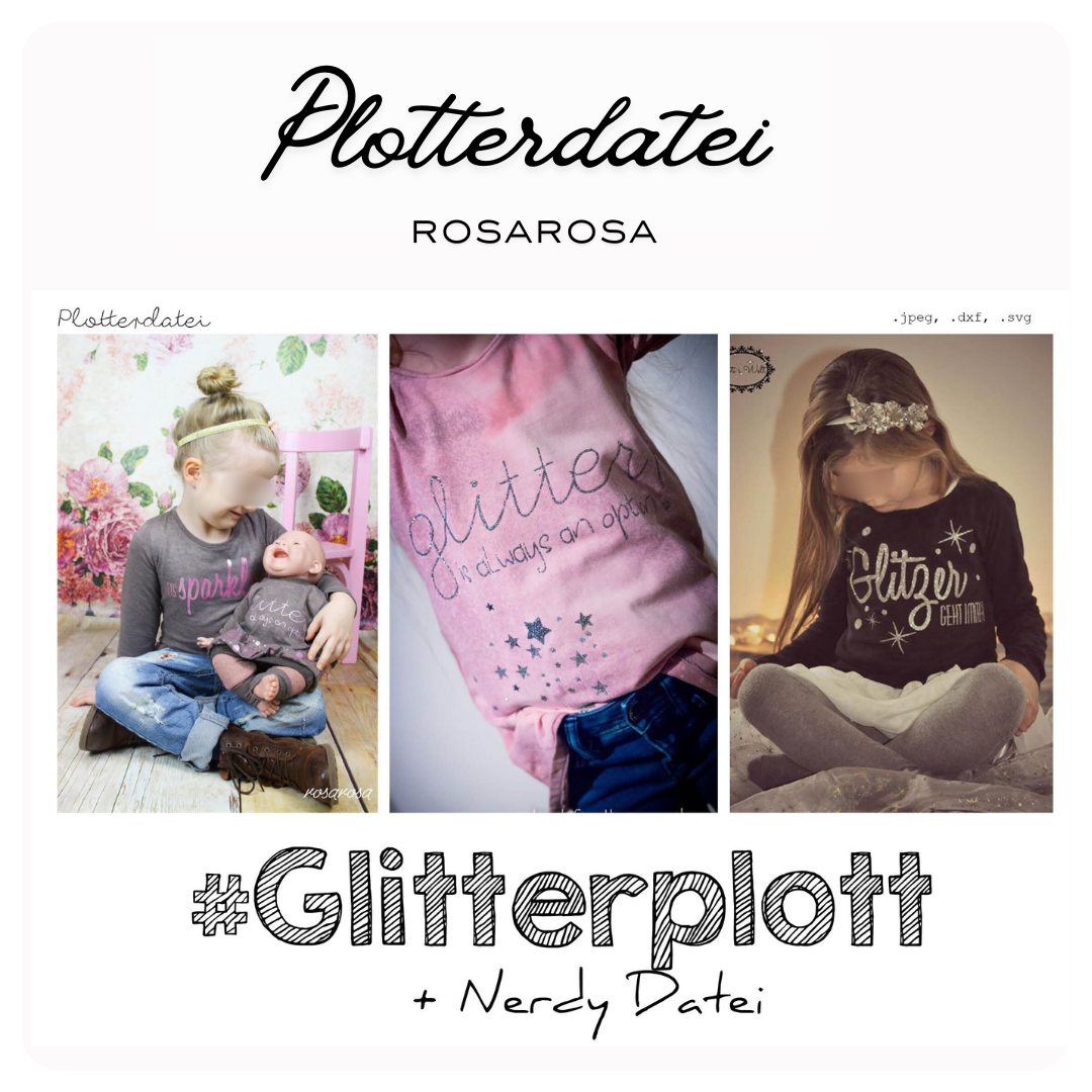 Plotterserie Glitter + Nerdy mit Glitzersprüchen, Nerd-Motiven und Brille in zwei Schriftstilen