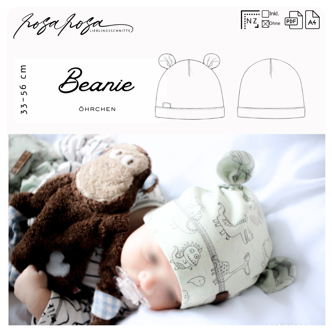 Babymütze mit kleinen Ohren für Bärchenlook