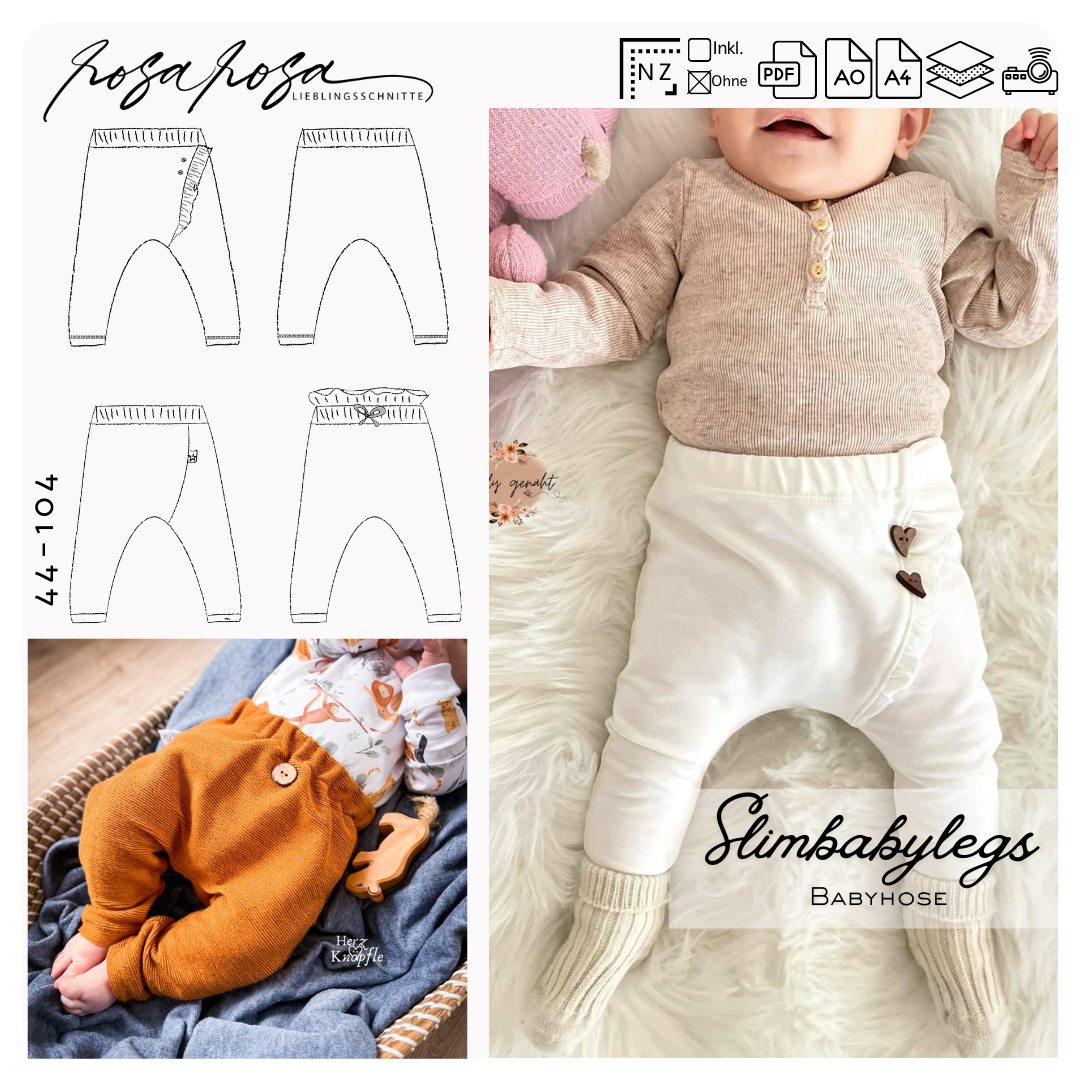 Schmale Babyhose mit tiefem Schritt nähen modern