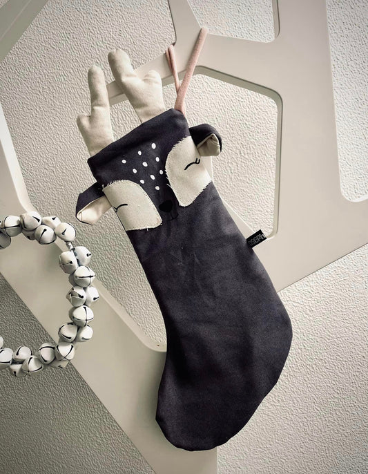 Weihnachtsstiefel mit Rehgesicht Applikation selbst nähen