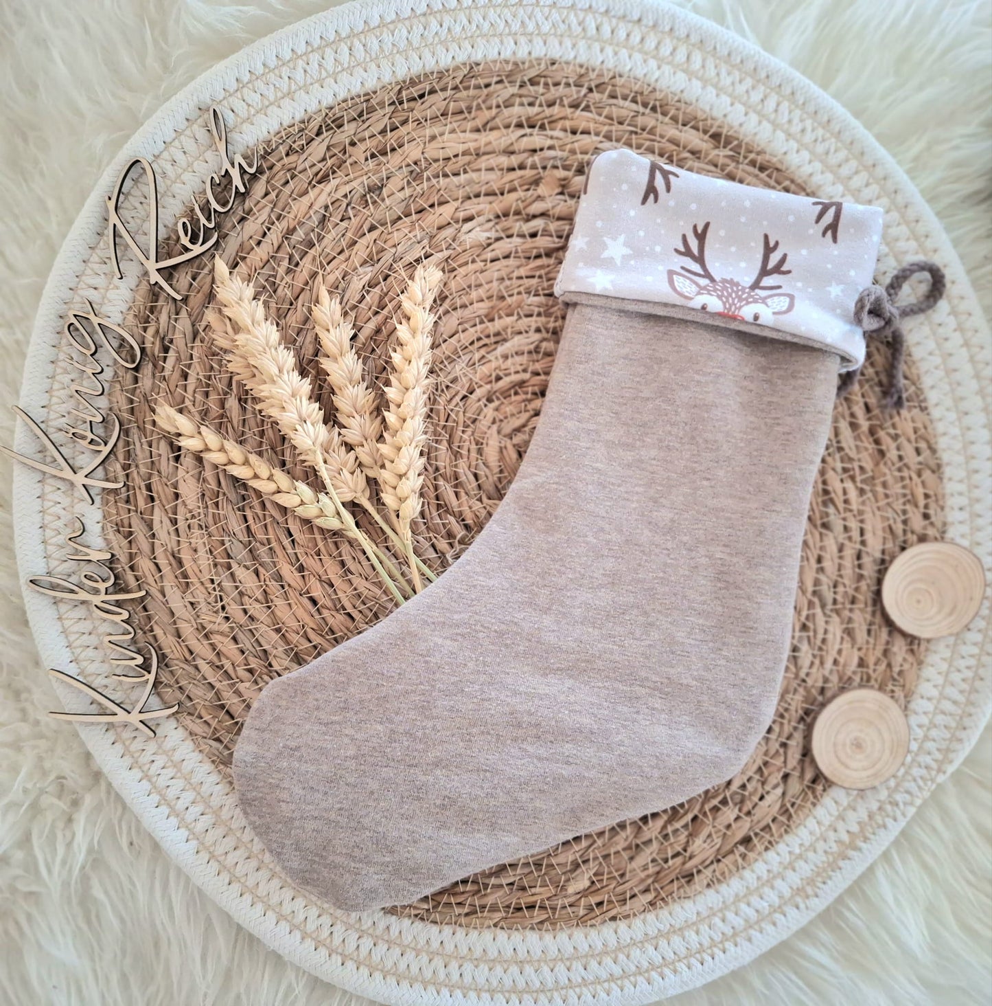 Gefütterter Nikolausstiefel selbst genäht Detailansicht