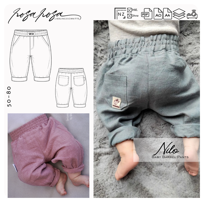 Nilo Baby Barrel Pants Schnittmuster Kinder Gr. 50-80
