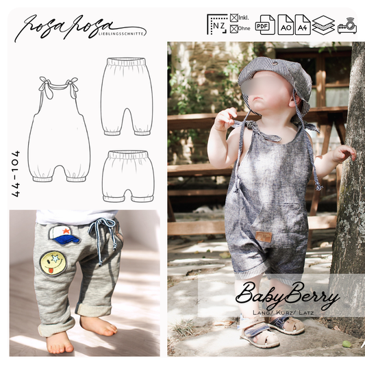 Hose / Latzhose Berry 44 - 104 inkl. A4/ A0/ Beamerdatei