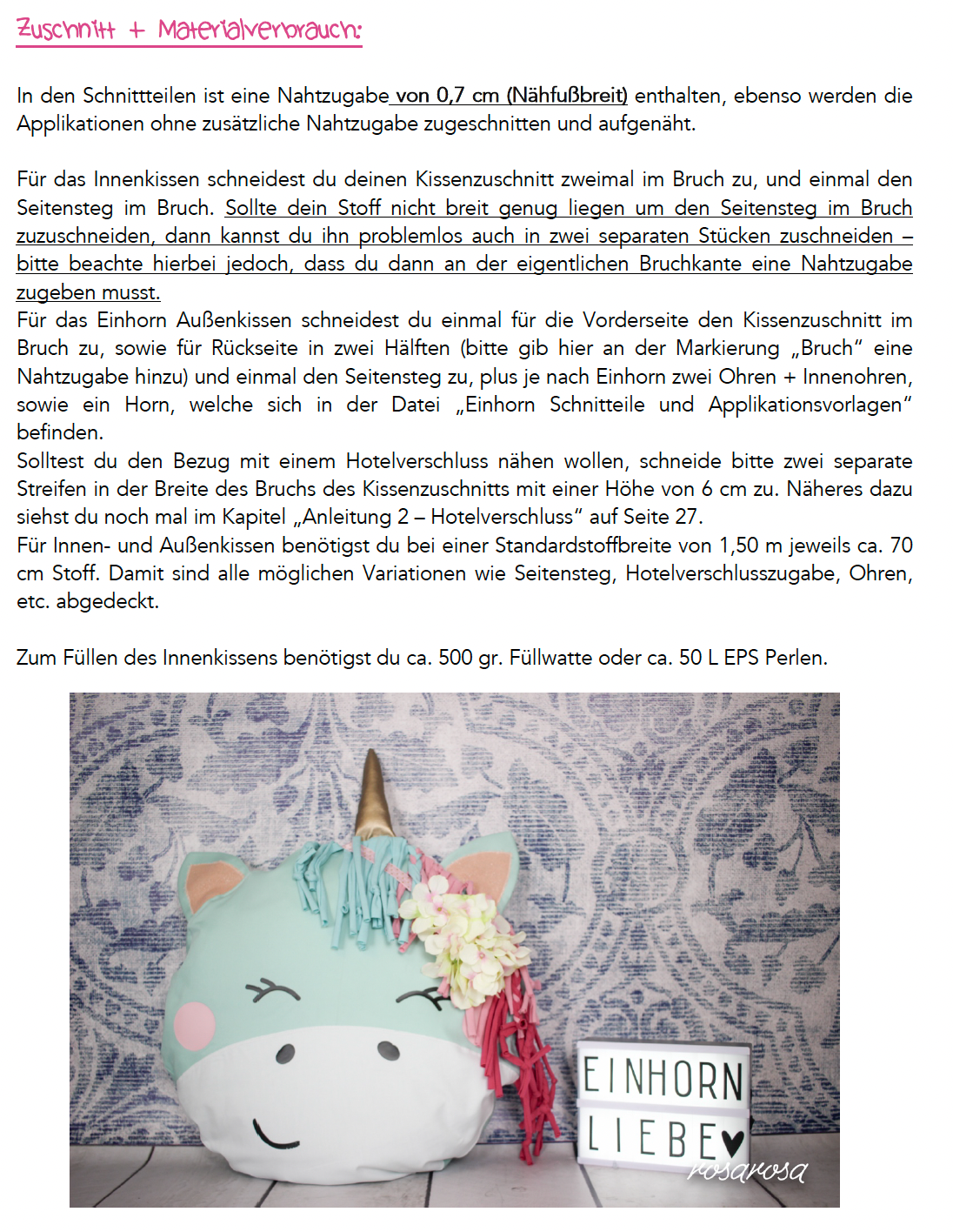 Kissen 'Einhorn' 5 Designs