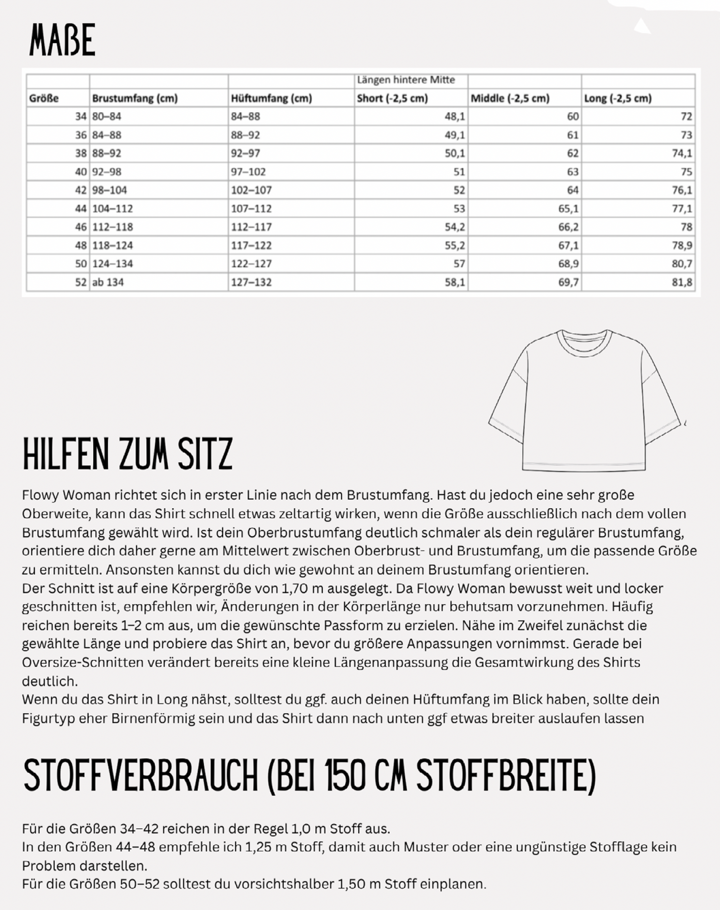 Flowy Damen Schnittmuster | Oversize Shirt Damen Gr. 34–52
