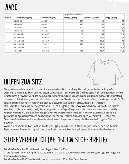 Flowy Damen Schnittmuster | Oversize Shirt Damen Gr. 34–52