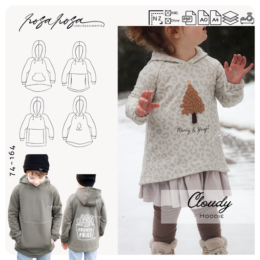 Cloudy Hood Hoodie aus French Terry genäht
Kinder Hoodie Schnittmuster Cloudy Hood
Cloudy Hood mit Kapuze und Bauchtasche
Hoodie mit A Linien Passform Kinder
Cloudy Hood mit geradem Saum genäht
Kinder Hoodie mit Halsbündchen
Cloudy Hood mit Eingrifftaschen
Bequemer Kinder Hoodie aus leichtem Sweat
Cloudy Hood hinten verlängert genäht
Moderner Alltags Hoodie Schnittmuster
