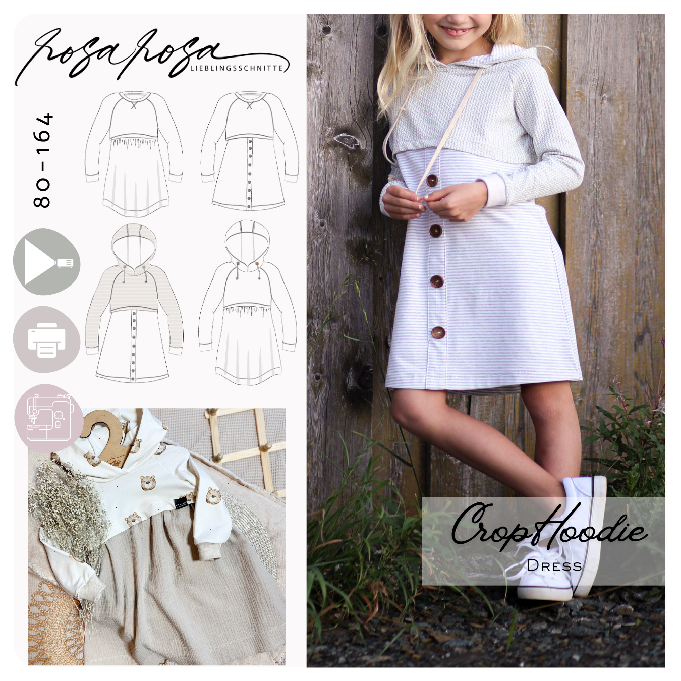 Kind trägt Crop Hoodie Dress mit lässiger Passform und Kapuze