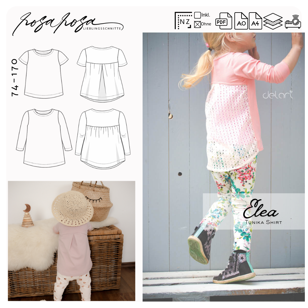 Tunika Shirt mit Rückenunterteilung für Kinder