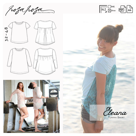 Damen Shirt zum nähen mit unterteiltem Rückteil rosarosa