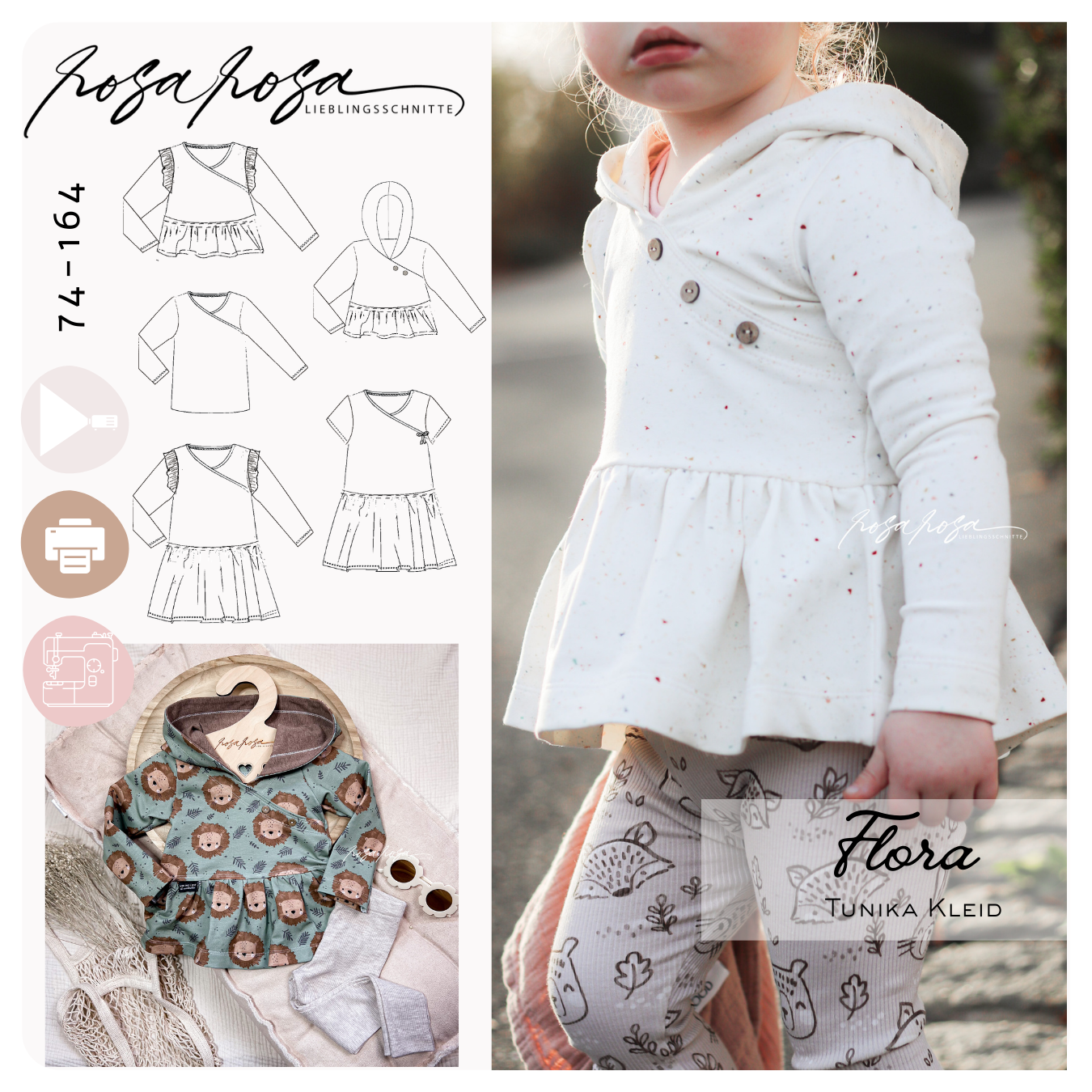 Flora Schnittmuster – Shirt, Volantshirt oder Kleid für Kinder