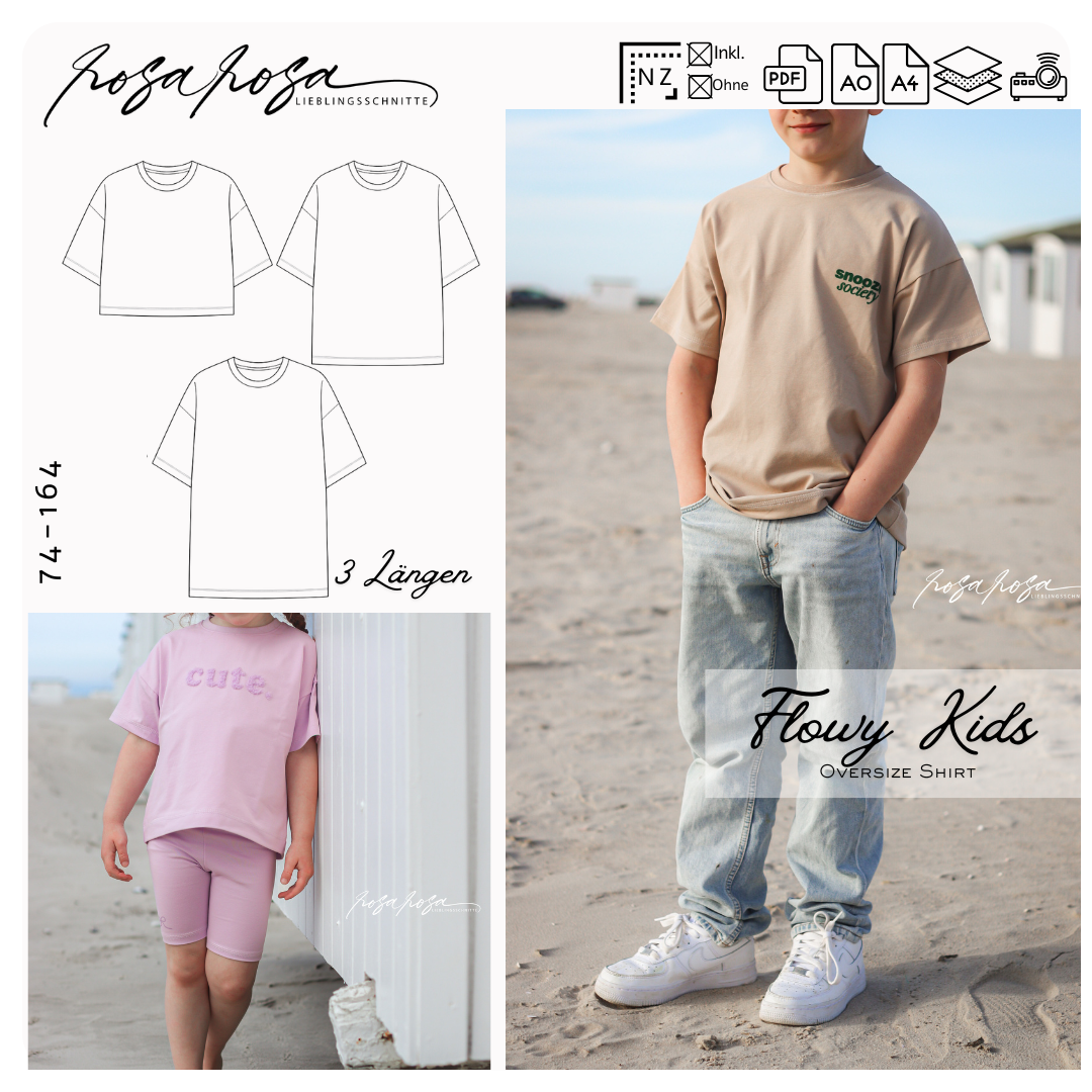 Flowy Kids Schnittmuster | Oversize Shirt Kinder Gr. 74–164