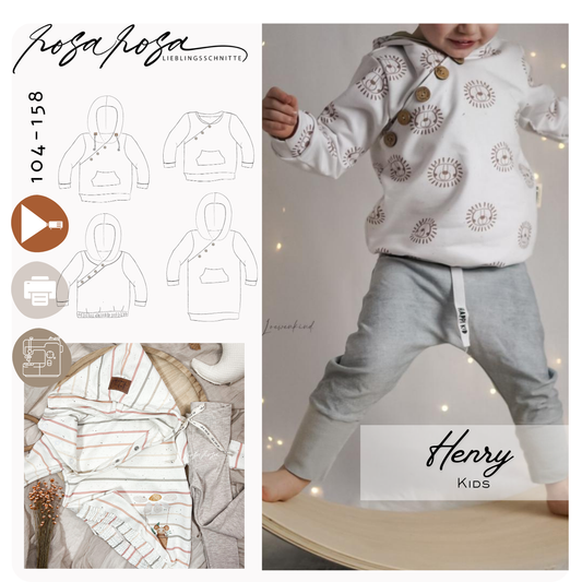 Pullover Henry Kids mit Knopfleiste am Halsausschnitt und bequemer Passform für Kinder