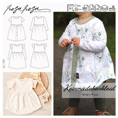 Kleinmädchenkleid #KMK Schnittmuster – vielseitiges Kinderkleid oder Tunika in den Größen 62–140