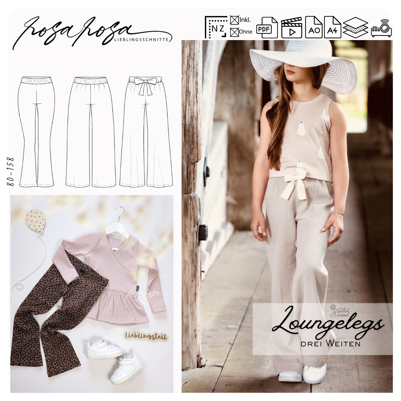 Loungelegs Schnittmuster – bequeme Kinderhose in Skinny, Slim und Wide