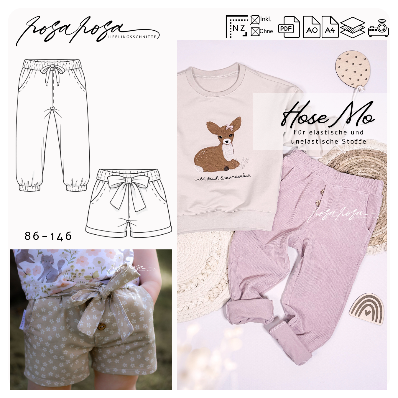 Mo Kinderhose Schnittmuster – lässige Unisex-Hose mit Taschen
