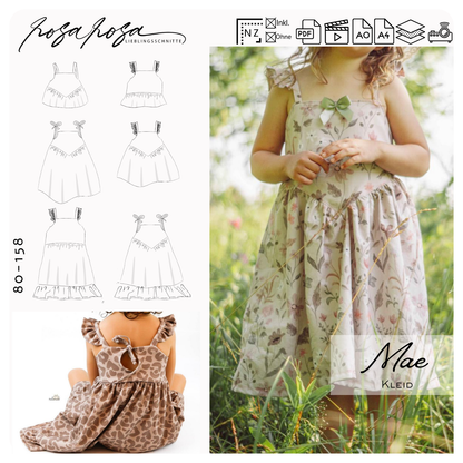Mae Kleid Schnittmuster – vielseitiges Trägerkleid mit vielen Varianten für Kinder
