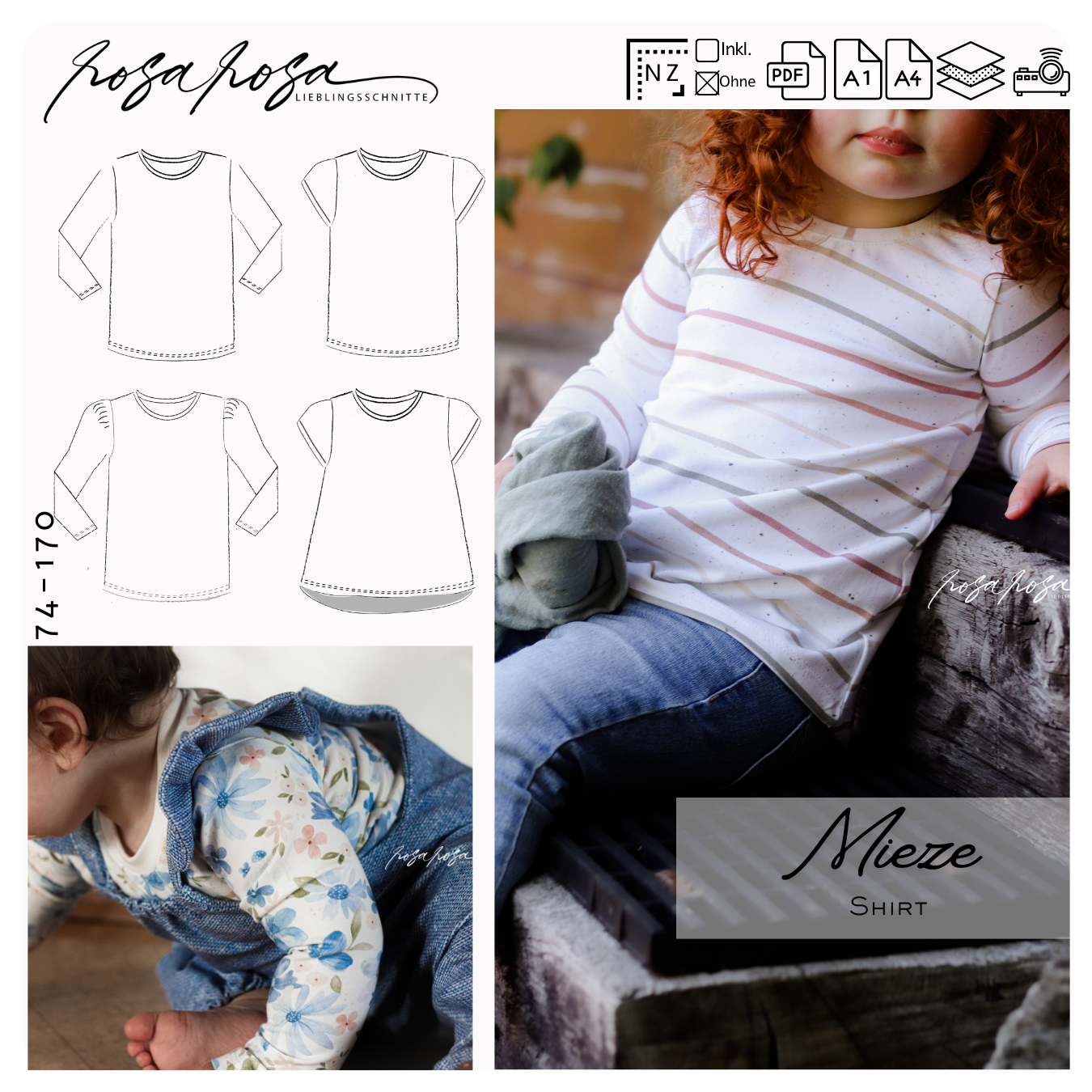 Langarmshirt 'Mieze' 74 - 170 inkl. A4/ A1/ Beamerdatei