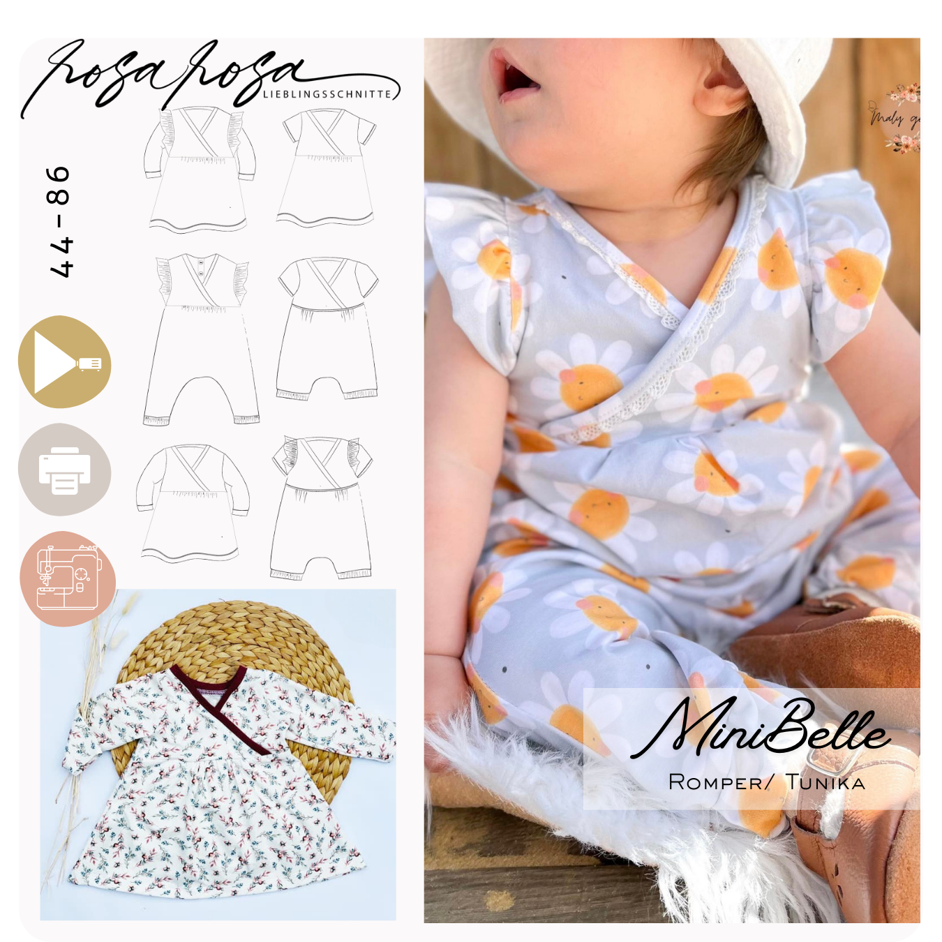 Mini Belle Jumpsuit für Babys und Kleinkinder mit geknöpftem Rückteil und bequemer Passform