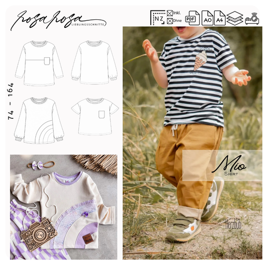 Mio Shirt Schnittmuster Kinder Gr. 74–164