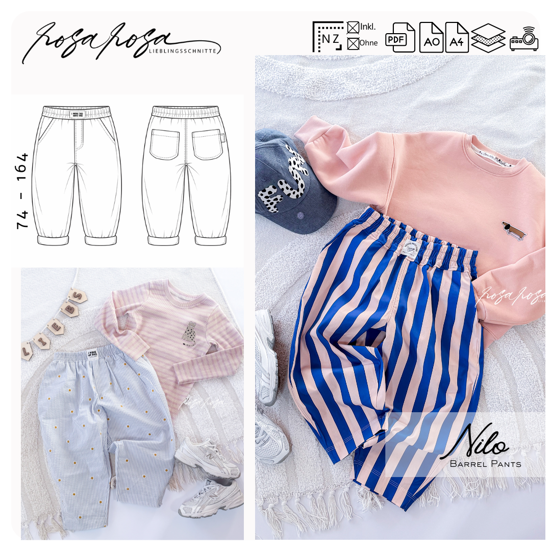 VORBESTELLUNG Nilo Barrel Pants Schnittmuster Kinder Gr. 74–164