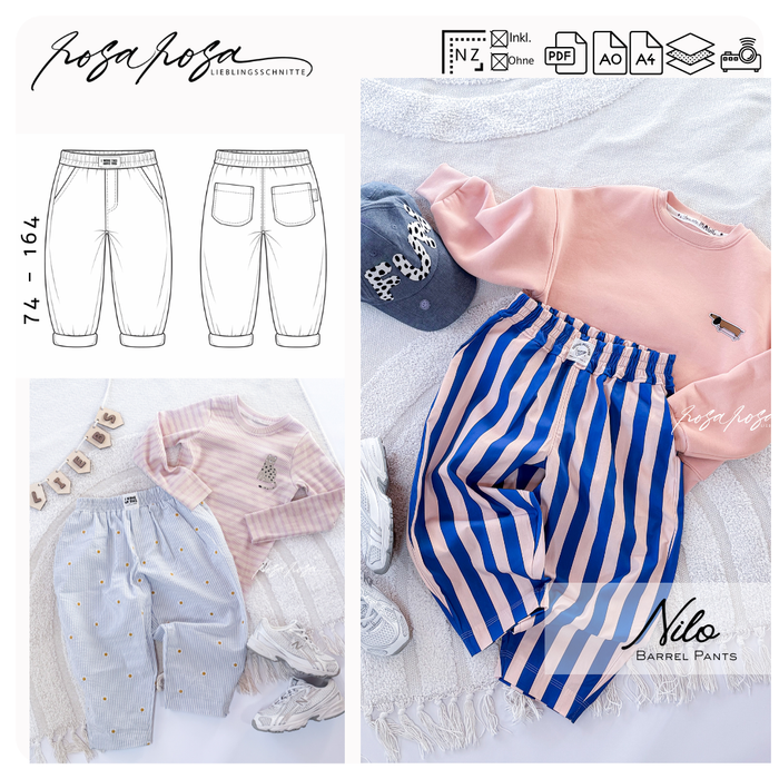 Nilo Barrel Pants Schnittmuster Kinder Gr. 74–164