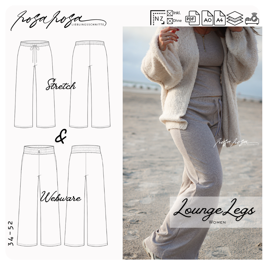 Lounge Legs Schnittmuster | Weite Damenhose Gr. 34–52