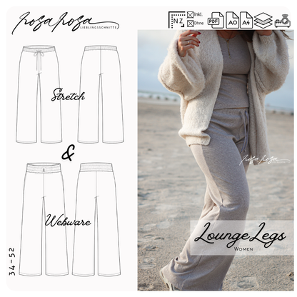 Lounge Legs Schnittmuster | Weite Damenhose Gr. 34–52