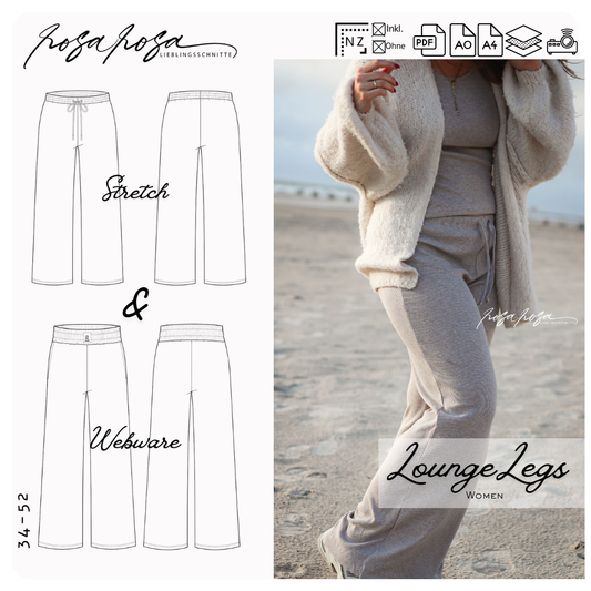 Lounge Legs Schnittmuster | Weite Damenhose Gr. 34–52