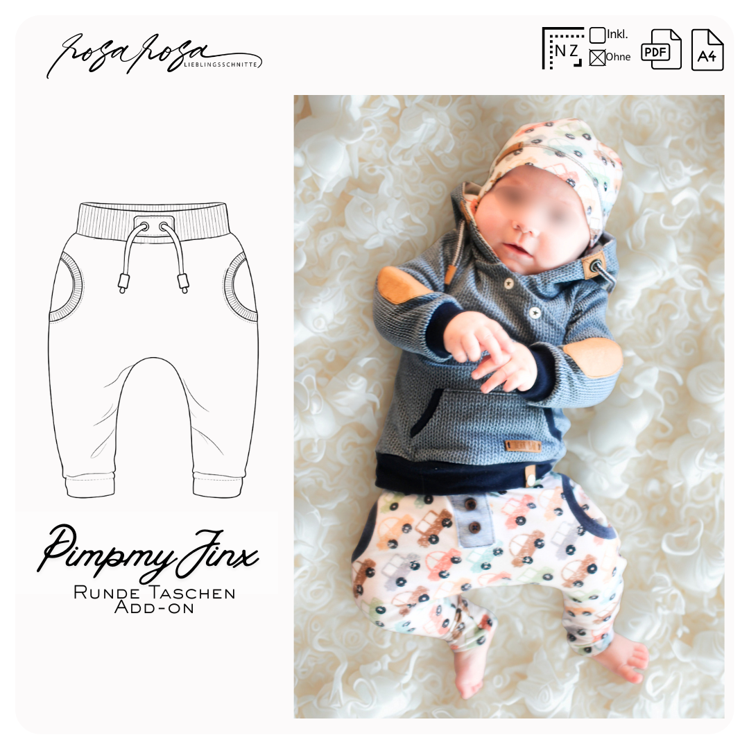 Kostenlose Erweiterung für Jinx Baby mit runden Eingrifftaschen für Babyhosen von rosarosa
