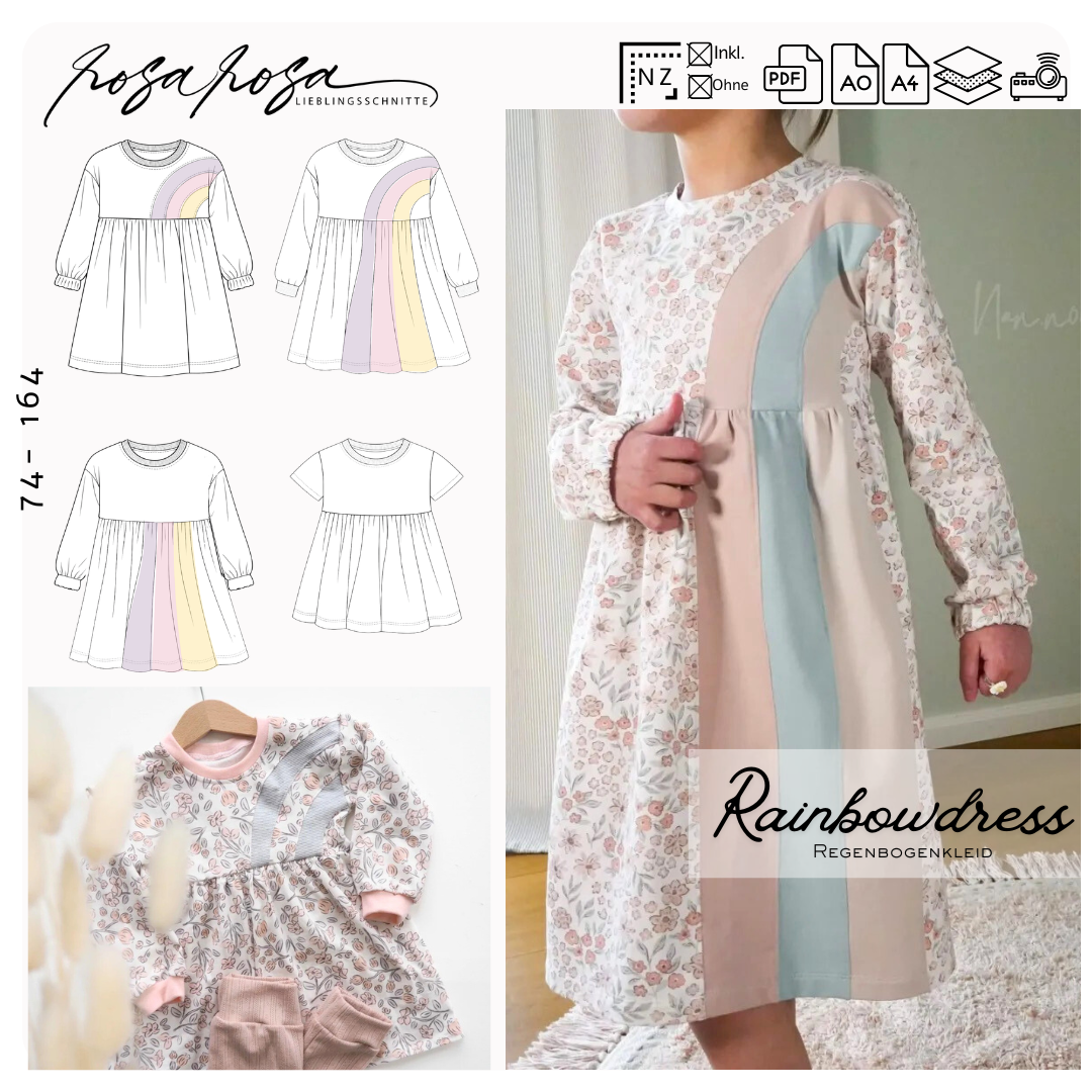 Regenbogenkleid aus Jersey