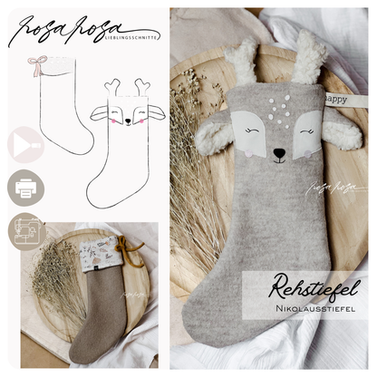 Weihnachtsstiefel Rehstiefel Schnittmuster festliche DIY Weihnachtsdeko nähen