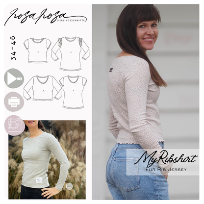 RibShirt Damenshirt aus Rib Jersey schmal geschnitten
Damenshirt Schnittmuster aus Rib Jersey mit kurzen Ärmeln
RibShirt mit Flügelärmeln aus elastischem Feinstrick
Langärmeliges Damenshirt aus Rib Jersey figurbetont
RibShirt Ausschnittvariante hochgeschlossen
Damenshirt aus Pointelle Rib Jersey genäht
RibShirt aus Modaljersey mit schmaler Passform
Shirt Schnittmuster für elastische Stoffe Damen
RibShirt Saumvariante kurz geschnitten
RibShirt Damenshirt schlicht und modern