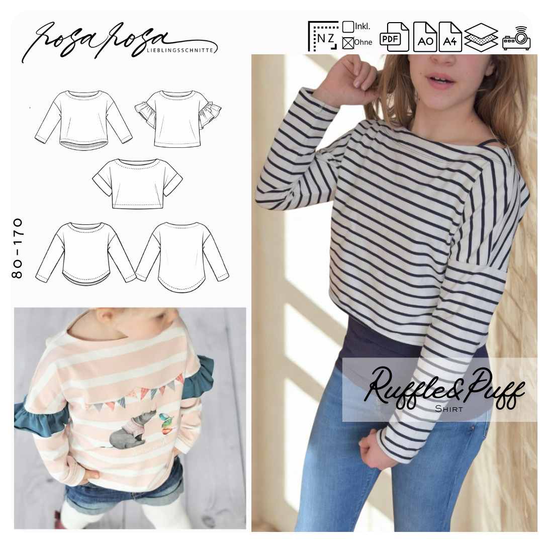 Shirt 'Ruffle&Puff' 80 - 170 inkl. A4/ A0/ Beamerdatei