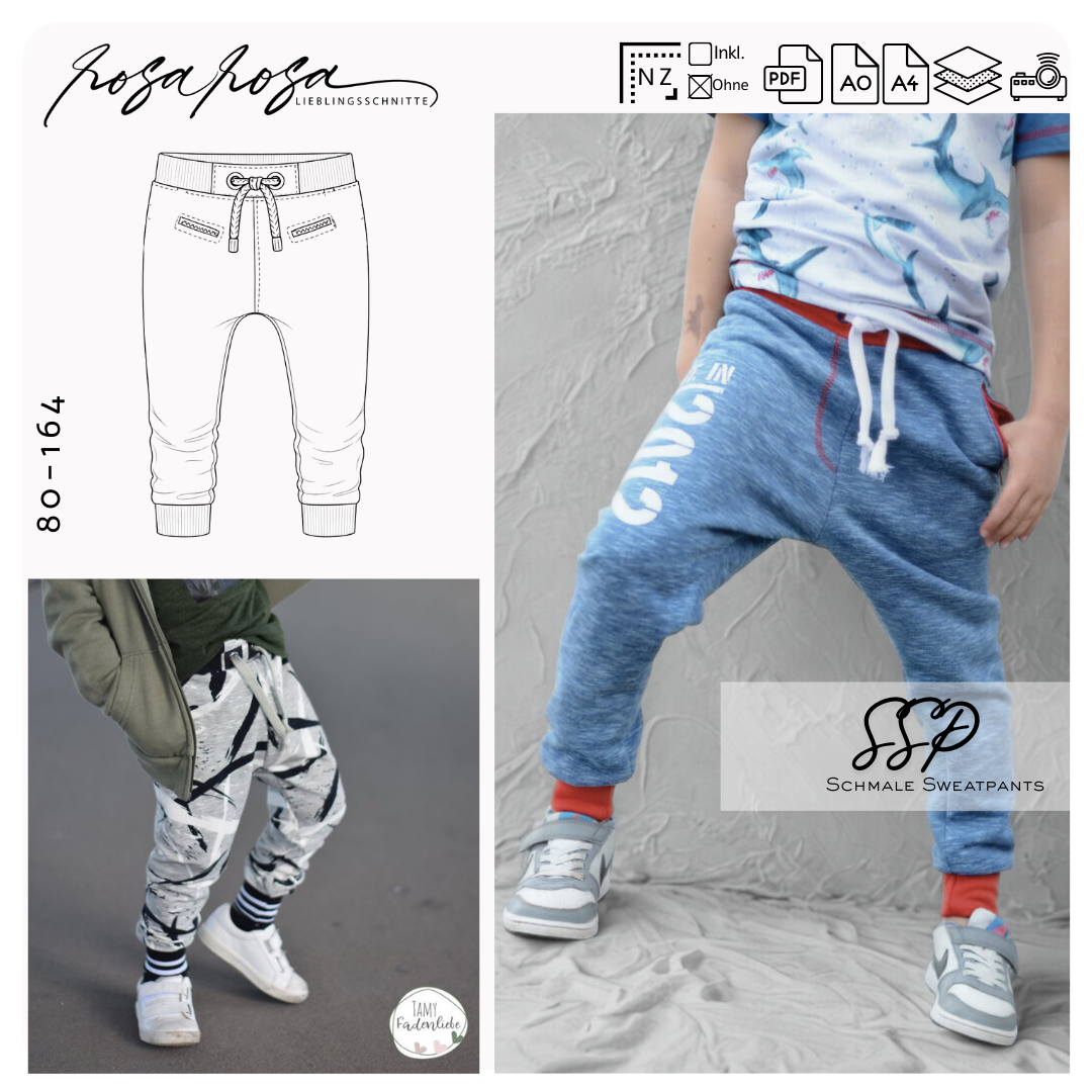 Schmale Sweatpants #SSP Kids 80 - 164 inkl. A4/ A0/ Beamerdatei