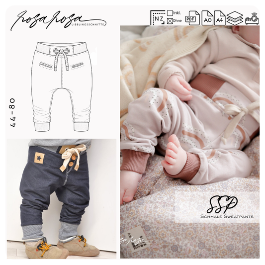 Schmale Sweatpants #SSP Baby 44 - 80  inkl. A4/ A0/ Beamerdatei