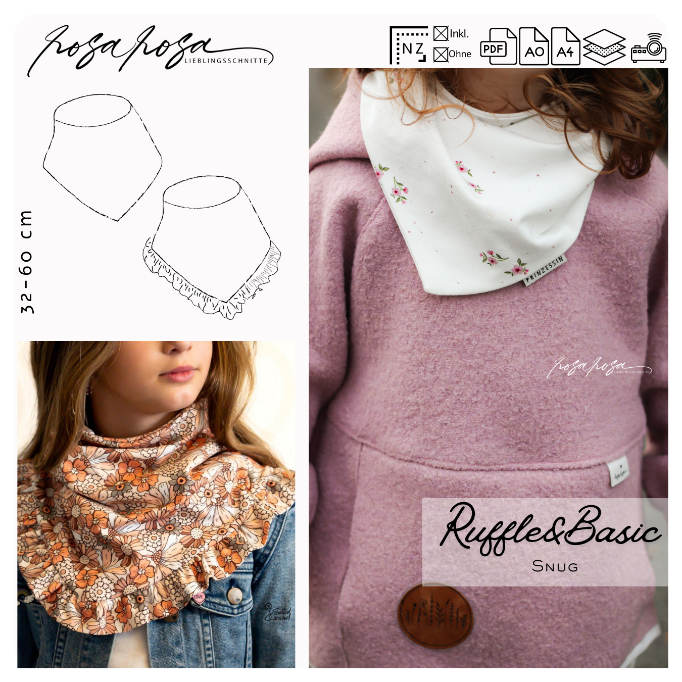 Snug Loop Schnittmuster – kuscheliger Schlauchschal für Kinder und Erwachsene