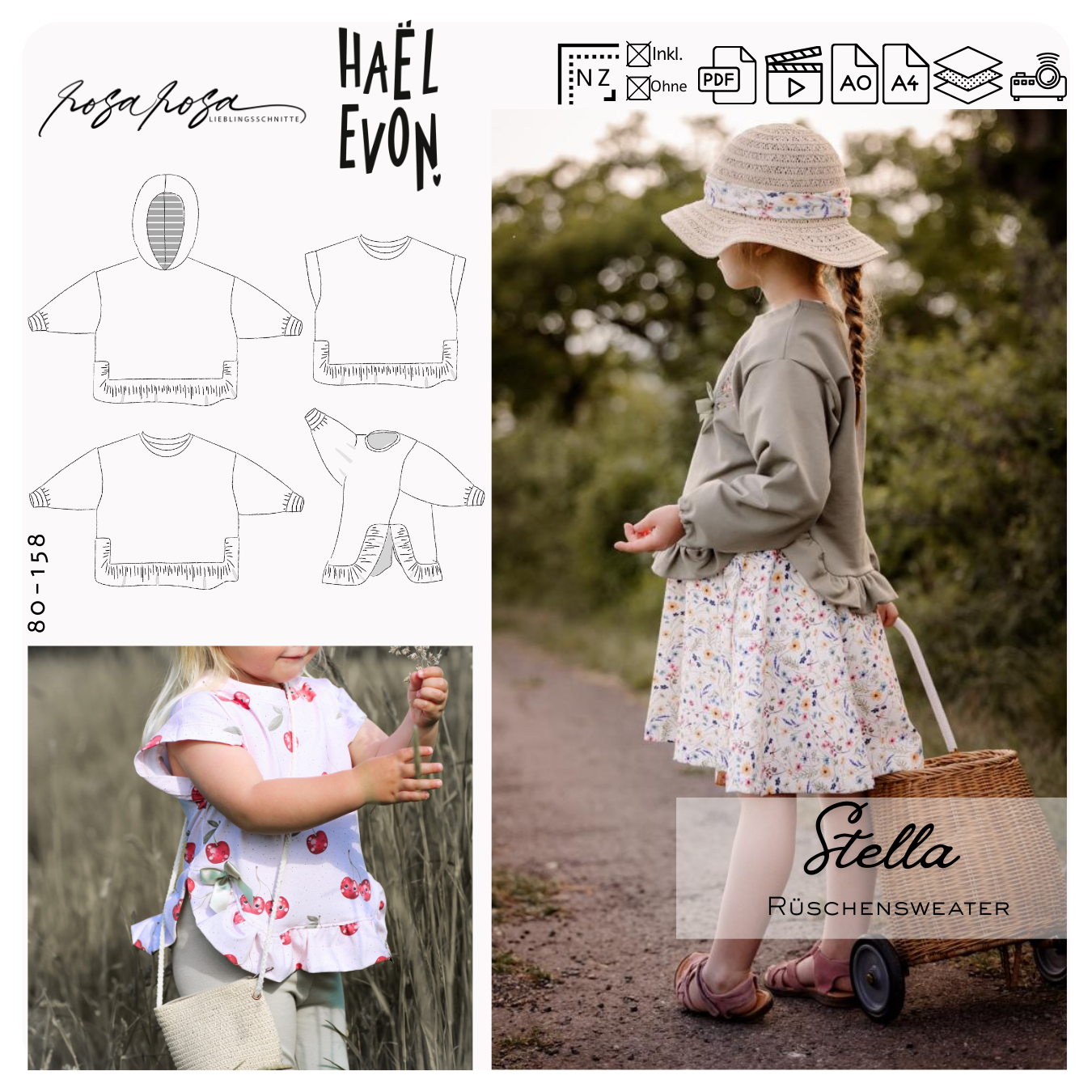 Stella Schnittmuster Shirt mit breiter Statementrüsche in Jersey
Oversize Sweaterversion Stella mit Rüsche am Saum genäht aus Sweat
Detailansicht der breiten Rüsche beim Stella Shirt Schnittmuster
Stella Shirt über einem Kleid kombiniert mit lockerer Passform
Variantenübersicht Stella Schnittmuster Shirt und Oversize Sweater
Saumrüsche als Hingucker beim Stella Kinder Schnittmuster
Stella Shirt aus Motivstoff genäht mit verspielter Rüsche
Einfarbiges Stella Rüschenshirt aus Jersey für den Alltag
