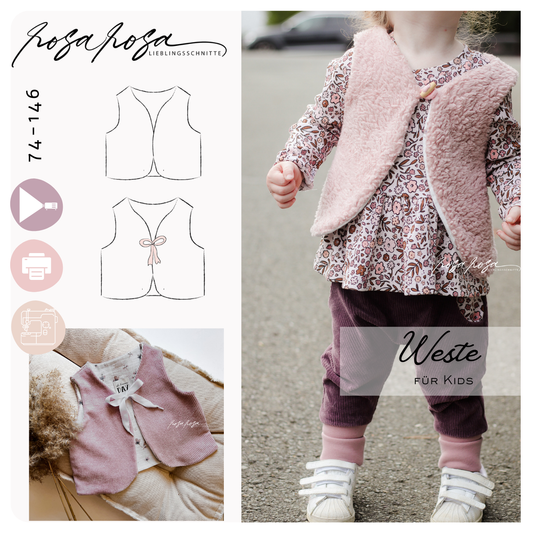 Schnittmuster Kinder Weste rosarosa Übergangsweste nähen