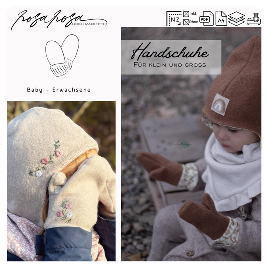 Handschuhe Schnittmuster aus Walk genäht
Warme Kinderhandschuhe aus Fleece
Fäustlinge nähen Schnittmuster
Handschuhe für Babys Schnittmuster
Winterhandschuhe für Kinder selbst genäht
Warme Handschuhe für Erwachsene nähen
Fäustlinge aus Softshell genäht
Handschuhe mit Bündchen genäht
Winterhandschuhe Schnittmuster Beamerdatei
Handschuhe nähen für kalte Tage