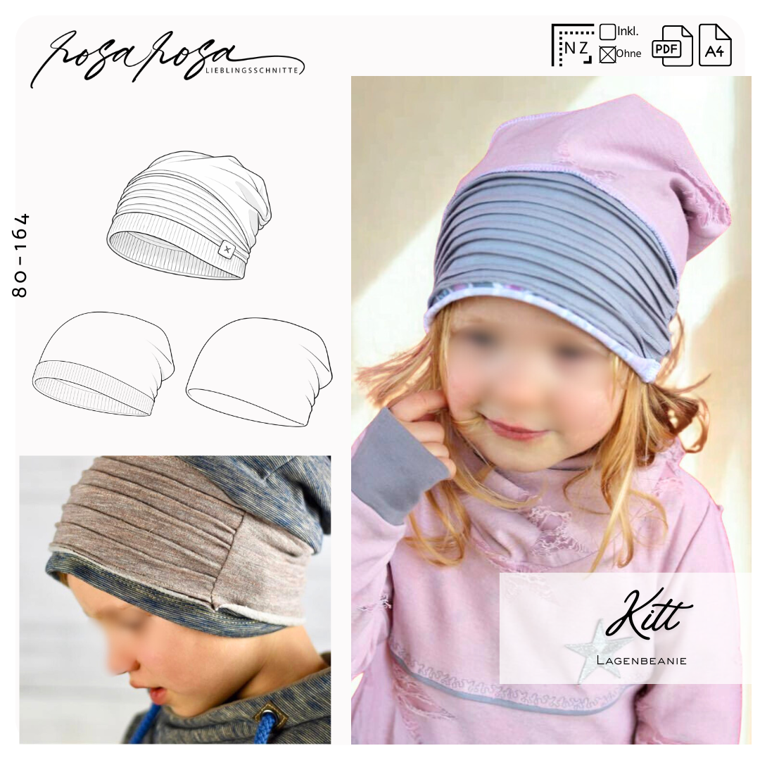 lagenbeanie mit Biesen für Kinder