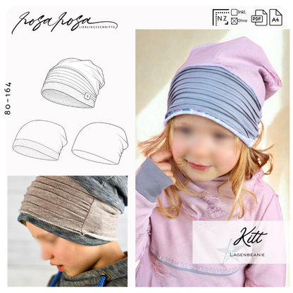 lagenbeanie mit Biesen für Kinder