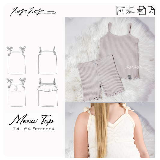 Spaghetti Top Meow Schnittmuster – vielseitiges Kinder-Top mit Trägervarianten