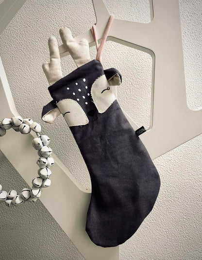 Weihnachtsstiefel mit Rehgesicht Applikation selbst nähen