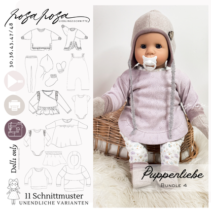 E-Book „Puppenliebe 4 MiniMe & Winter Collection“ – Puppenkleidung Schnittmuster für Puppen 30/36/43/48 cm inkl. A4 & Beamerdatei